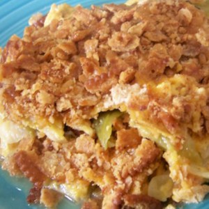 cabbage casserole made with Ritz Cracker topping
