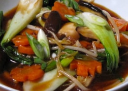 chinese brown sauce with stir fry vegs