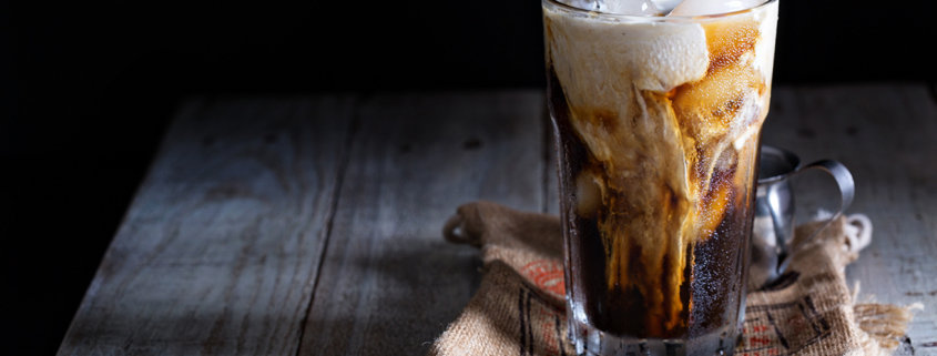 Iced coffee in a tall glass