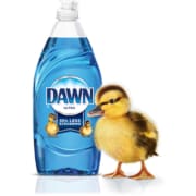 bottle blue dawn with yellow baby chick