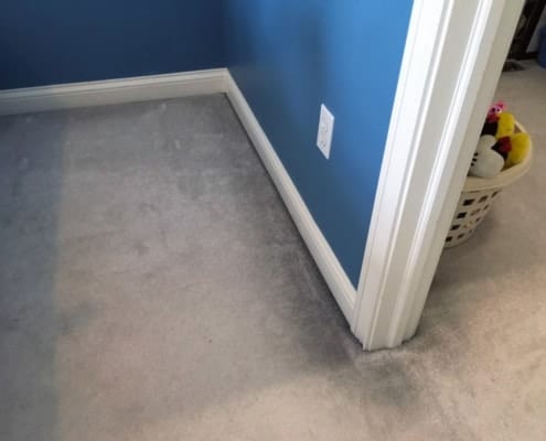 Ugly, grimy, black lines on carpet that are from filtration soil