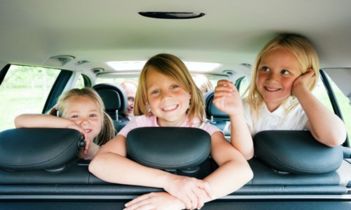 happy children in car