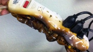 power strip on fire because of unsafe use