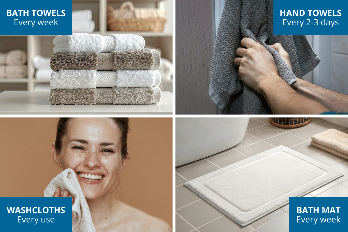 how often to wash towels and linens bath hand washcloths bath mat robes