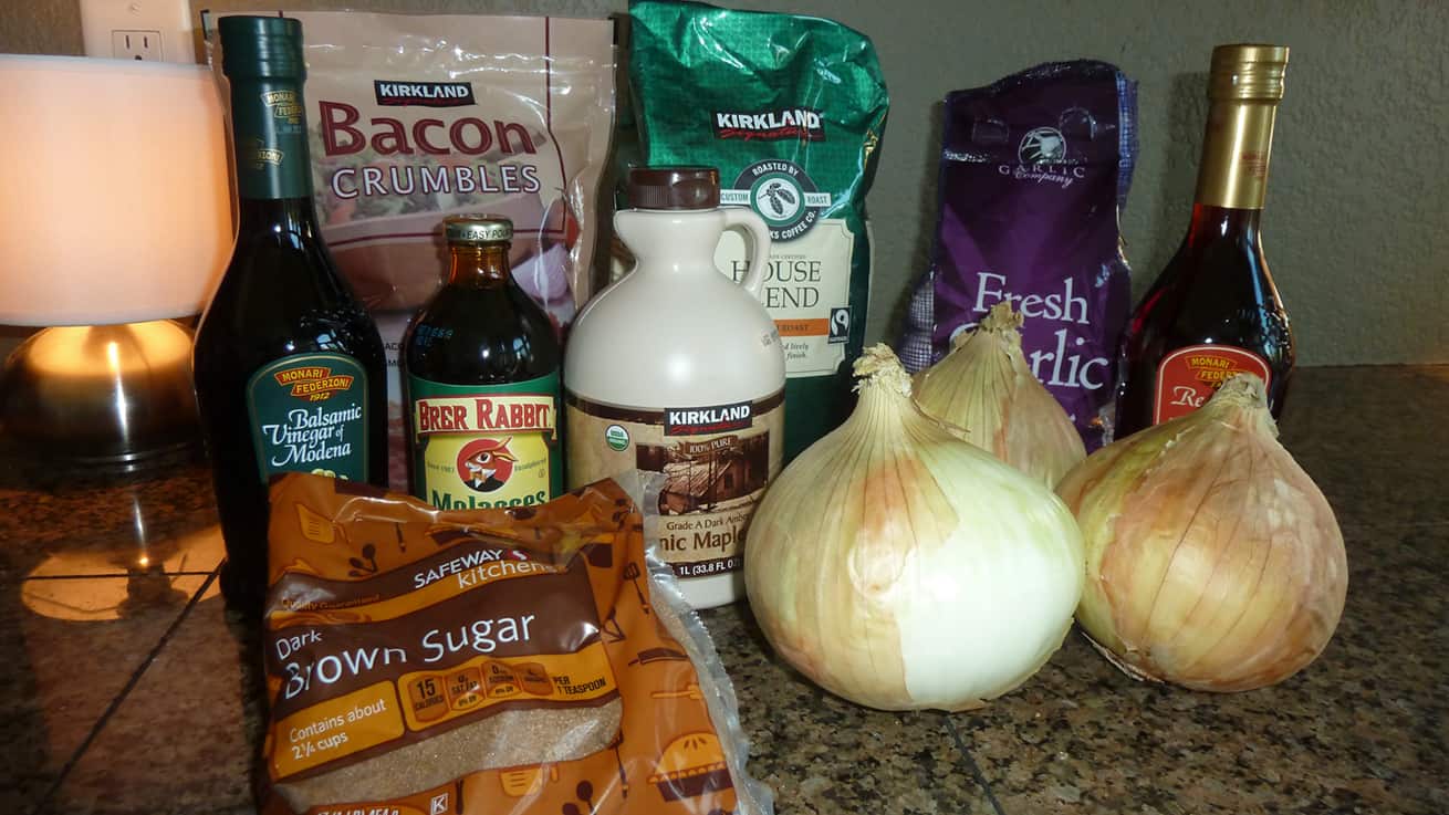 ingredients for bacon onion jam