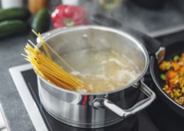 Boiling pasta spaghetti in pot