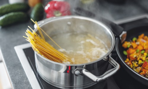 Boiling pasta spaghetti in pot