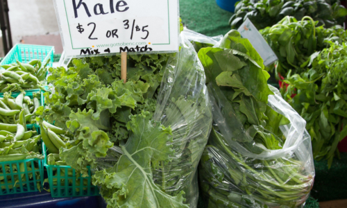 salad greens in farmers market