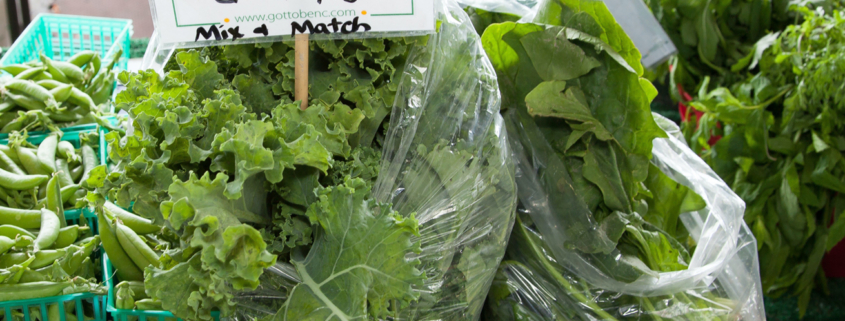 salad greens in farmers market