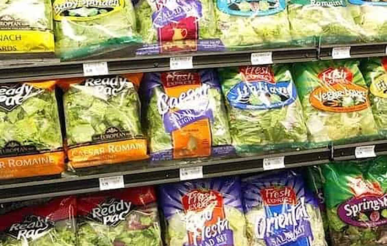 bags of prewashed salad greens