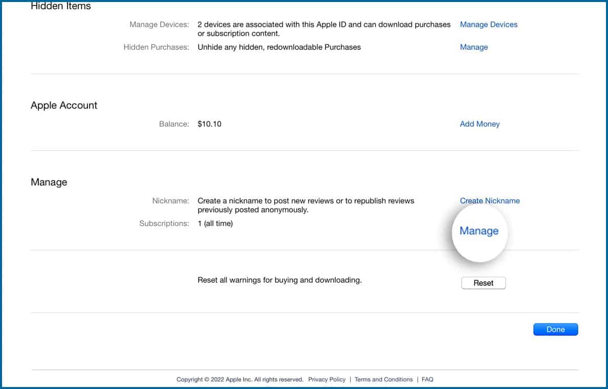 macbook screenshot manage subscriptions