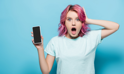 shocked woman with phone
